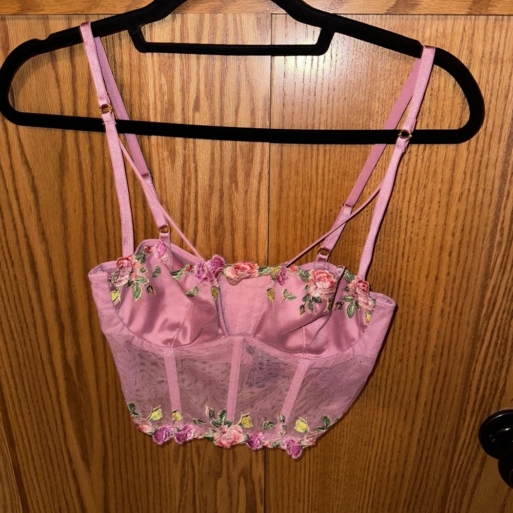 Victoria Secret Floral Embroidered Pink Bustier